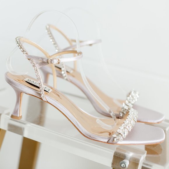 Badgley Mischka Shoes - Badgley Mischka Kenya Lavender Satin Kitten Heel Women's 9.5